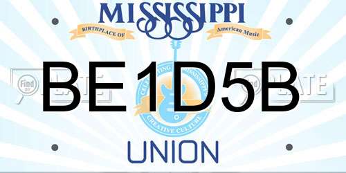 BE1D5B Mississippi License Plate