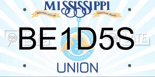 BE1D5S Mississippi License Plate