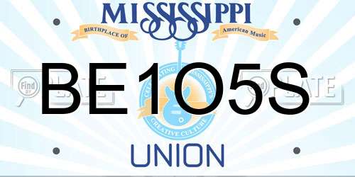 BE1O5S Mississippi License Plate