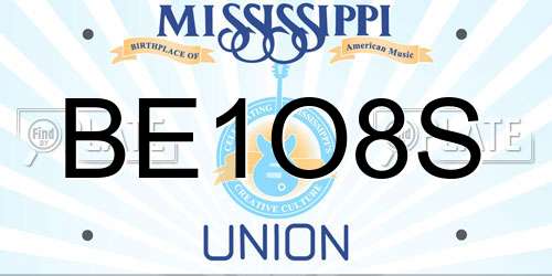 BE1O8S Mississippi License Plate