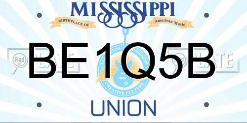 BE1Q5B Mississippi License Plate