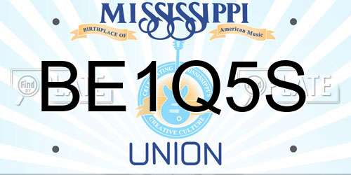 BE1Q5S Mississippi License Plate
