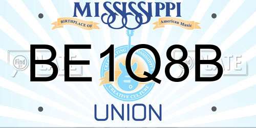 BE1Q8B Mississippi License Plate