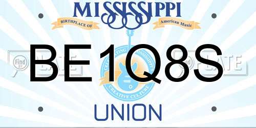 BE1Q8S Mississippi License Plate
