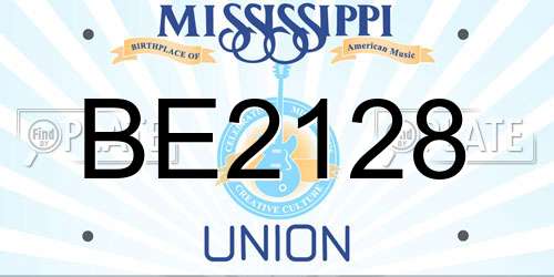 BE2128 Mississippi License Plate