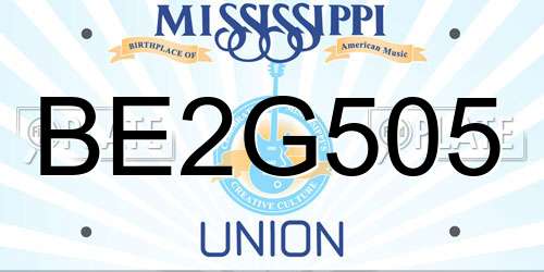 BE2G505 Mississippi License Plate