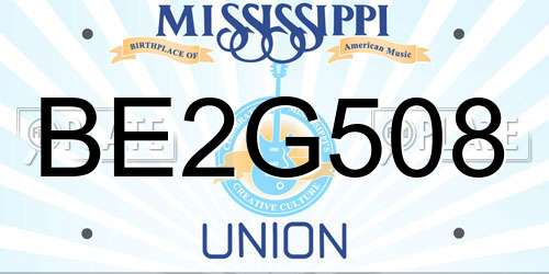 BE2G508 Mississippi License Plate