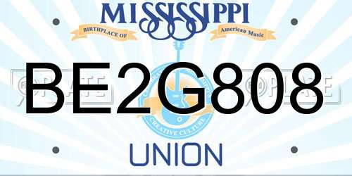 BE2G808 Mississippi License Plate
