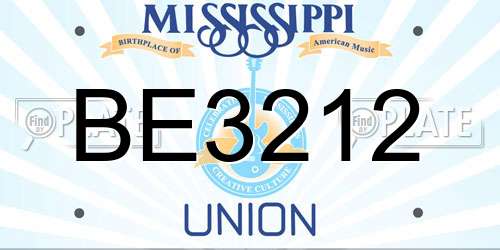 BE3212 Mississippi License Plate