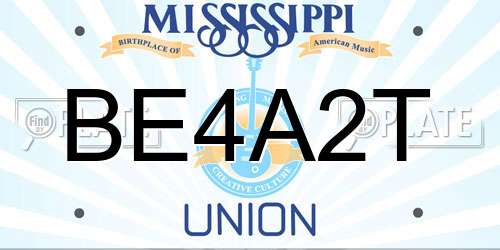 BE4A2T Mississippi License Plate