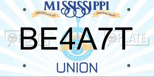 BE4A7T Mississippi License Plate