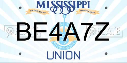 BE4A7Z Mississippi License Plate