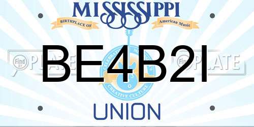 BE4B2I Mississippi License Plate