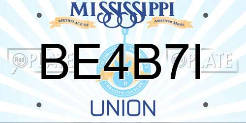 BE4B7I Mississippi License Plate