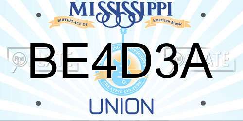 BE4D3A Mississippi License Plate