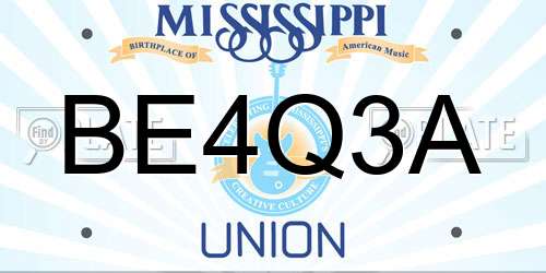 BE4Q3A Mississippi License Plate