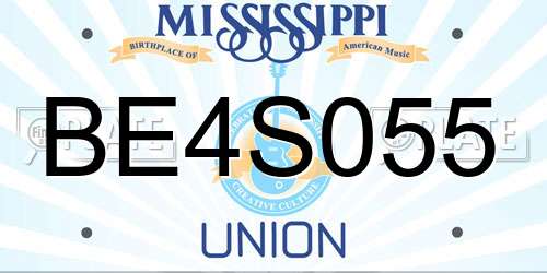 BE4S055 Mississippi License Plate