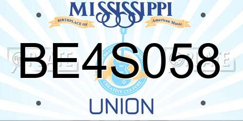 BE4S058 Mississippi License Plate