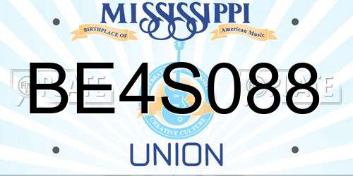 BE4S088 Mississippi License Plate