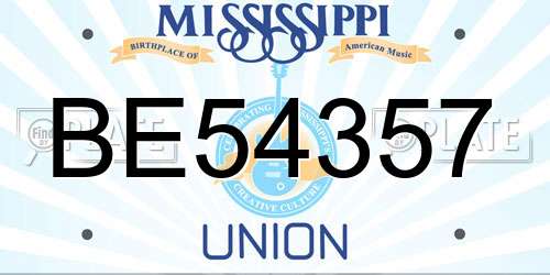 BE54357 Mississippi License Plate