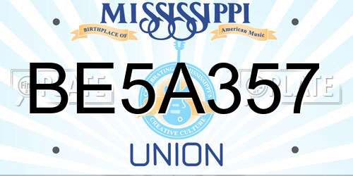 BE5A357 Mississippi License Plate