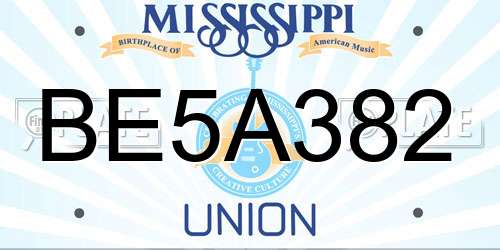 BE5A382 Mississippi License Plate