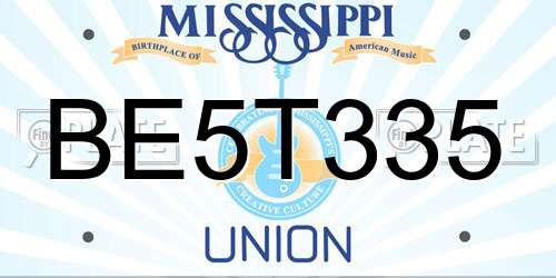 BE5T335 Mississippi License Plate
