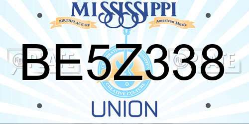 BE5Z338 Mississippi License Plate