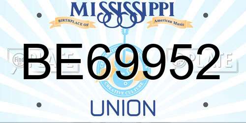 BE69952 Mississippi License Plate