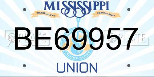 BE69957 Mississippi License Plate