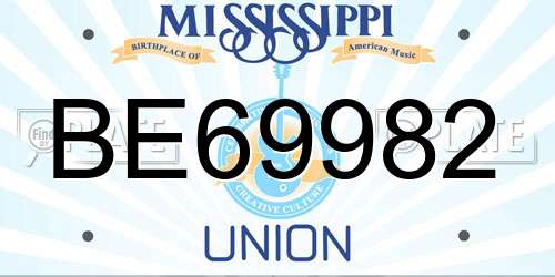 BE69982 Mississippi License Plate