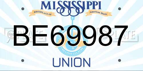 BE69987 Mississippi License Plate