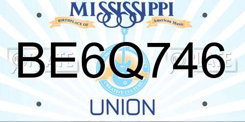 BE6Q746 Mississippi License Plate
