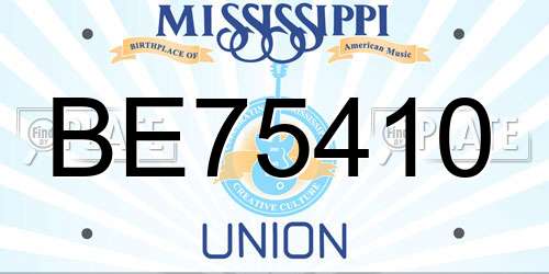 BE75410 Mississippi License Plate