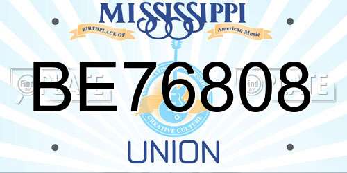 BE76808 Mississippi License Plate
