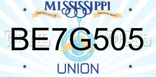 BE7G505 Mississippi License Plate