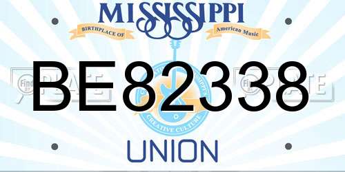 BE82338 Mississippi License Plate