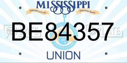 BE84357 Mississippi License Plate