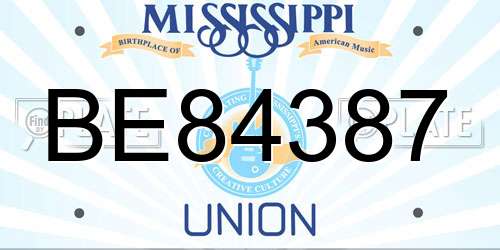 BE84387 Mississippi License Plate