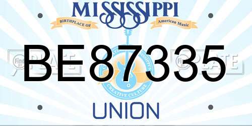 BE87335 Mississippi License Plate