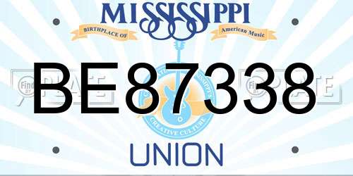 BE87338 Mississippi License Plate