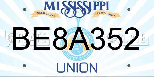 BE8A352 Mississippi License Plate