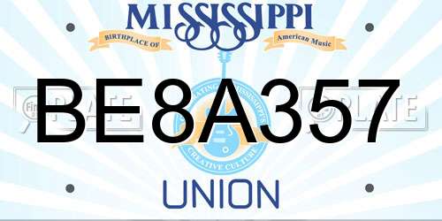 BE8A357 Mississippi License Plate