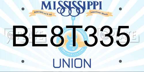 BE8T335 Mississippi License Plate