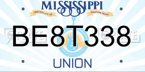 BE8T338 Mississippi License Plate