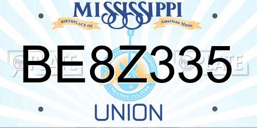 BE8Z335 Mississippi License Plate