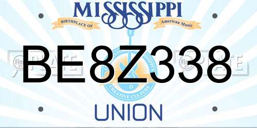 BE8Z338 Mississippi License Plate