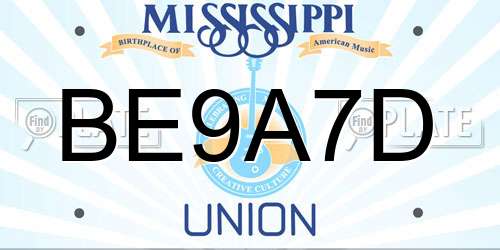 BE9A7D Mississippi License Plate