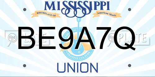 BE9A7Q Mississippi License Plate