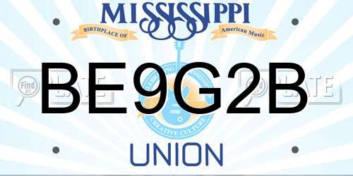 BE9G2B Mississippi License Plate